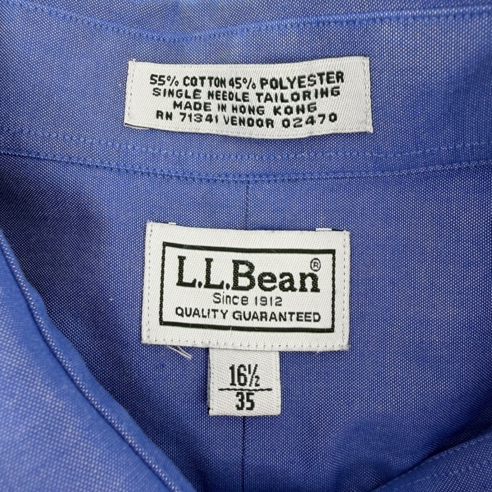 LL Bean Mens Blue Oxford Button Down Shirt 16.5 35 Long Sleeve 0 KQ54 - Picture 4 of 8